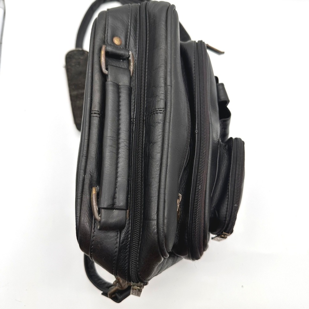Vintage Claire Chase Black Leather Messenger Bag Crossbody Organizer Briefcase - Picture 6 of 14
